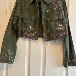 Pilcro Olive Jacket with Artistic Accents